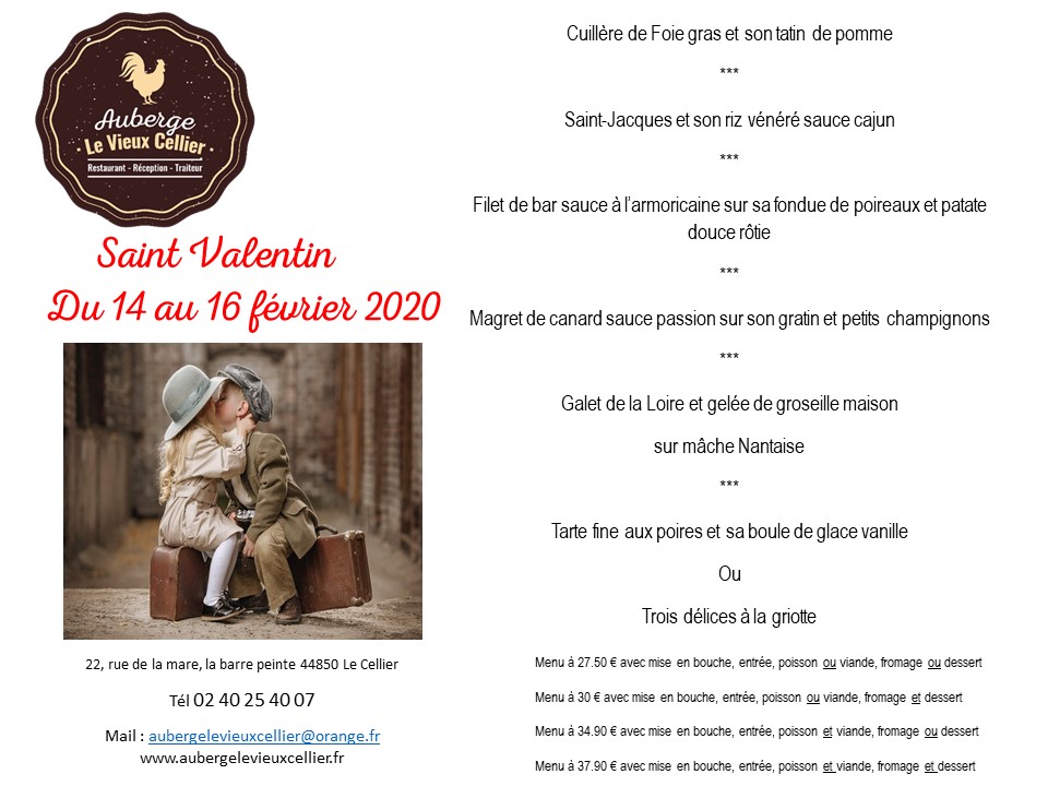 menu de la saint valentin